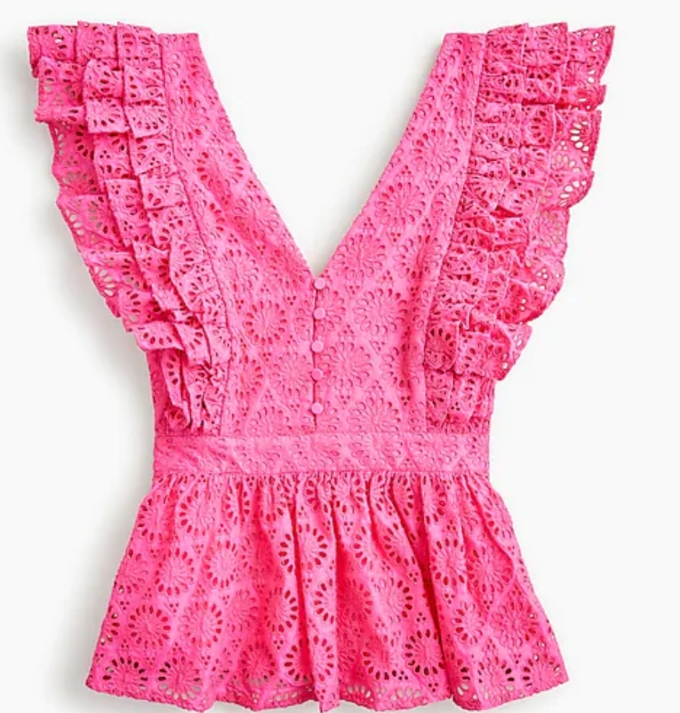 J.Crew Collection Flutter Sleeve pink blouse 00